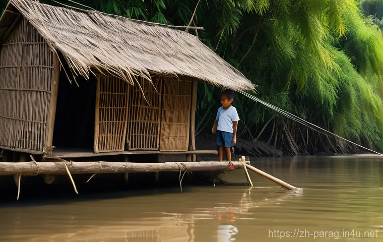 필라르 Pilar  리버 투어 - A serene and picturesque view of a traditional wooden boat gently navigating the crystal-clear, emer...