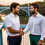 파라과이와 아르헨티나 관계 - **Prompt:** A New Dawn of Friendship:
    A detailed, photorealistic image depicting two individuals...