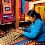 파라과이 쇼핑 및 시장 - A vibrant Paraguayan market scene showcasing a variety of traditional handmade crafts, including fin...