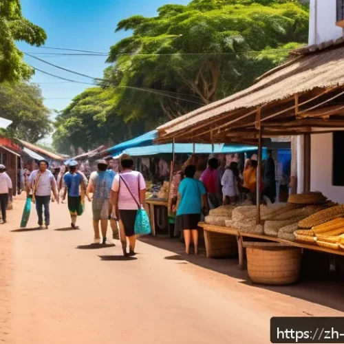 파라과이 여행 주의사항 - A vibrant street scene in Asunci&oacute;n, Paraguay during daytime, showing a diverse group of tourists and...